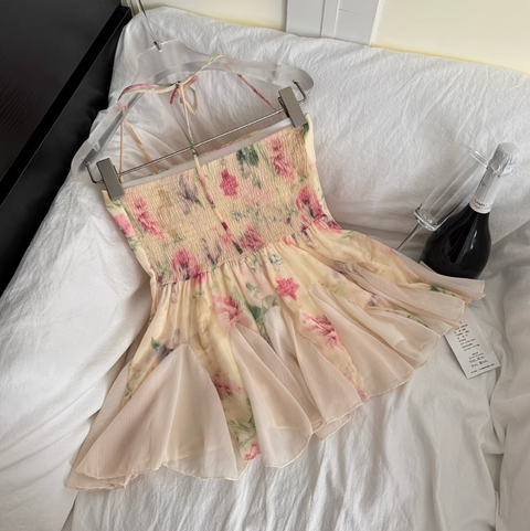 Lace Patchwork Floral Mesh Dress
