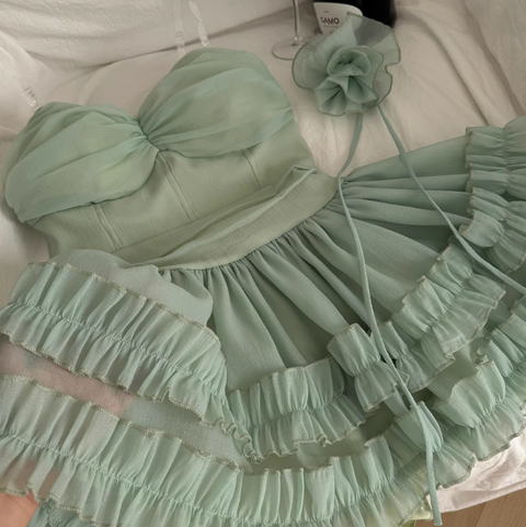 Mint Green Layered Mesh Slip Dress