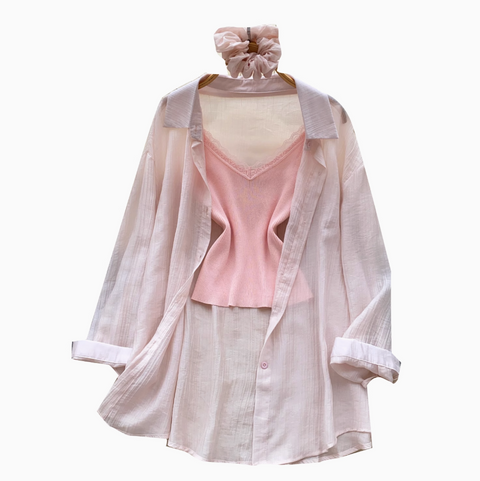 Sunscreen Shirt & Knitted Vest 2Pcs