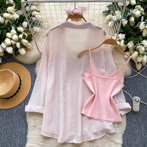 Sunscreen Shirt & Knitted Vest 2Pcs