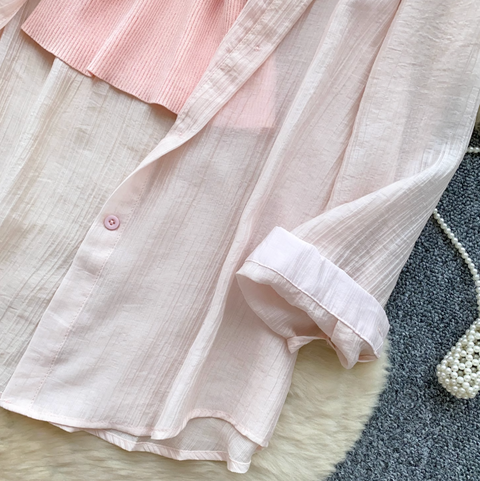 Sunscreen Shirt & Knitted Vest 2Pcs