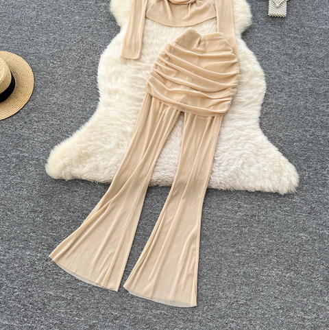 Niche Design Pleated Top & Trousers 2Pcs