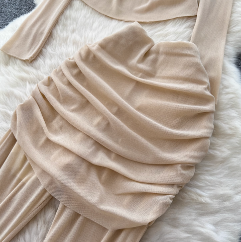 Niche Design Pleated Top & Trousers 2Pcs