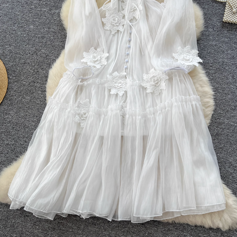 Fairy White Mesh Dress & Slip Dress