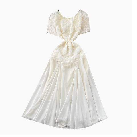 Irregular Design 3D Floral Patchwork Dress