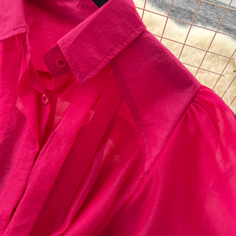 Courtly Puffy Sleeve Shirt Dress