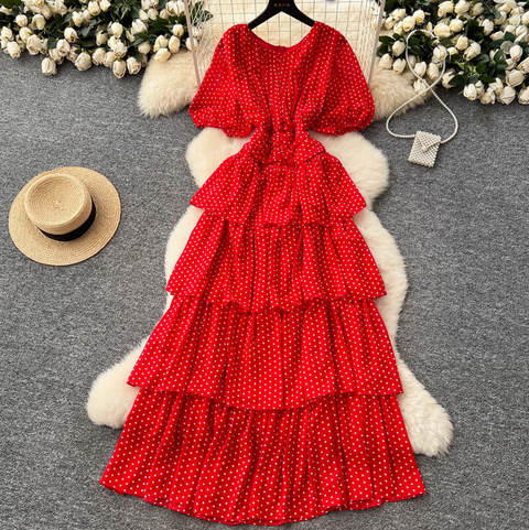 Premium Polka Dot Layered Cake Dress