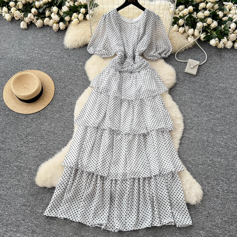 Premium Polka Dot Layered Cake Dress