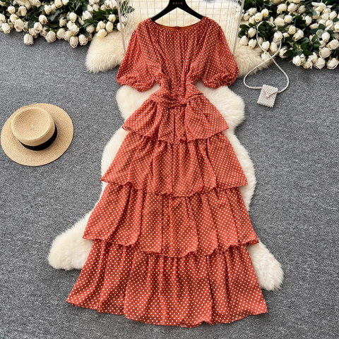 Premium Polka Dot Layered Cake Dress
