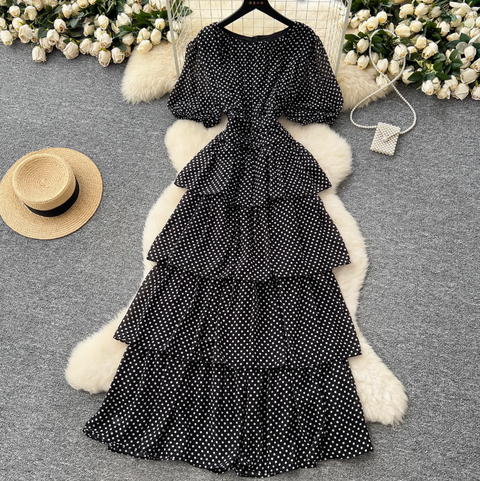 Premium Polka Dot Layered Cake Dress