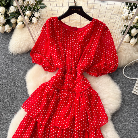Premium Polka Dot Layered Cake Dress