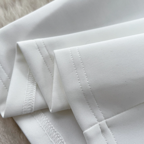 Puffy Sleeve Embroidery Mesh White Dress