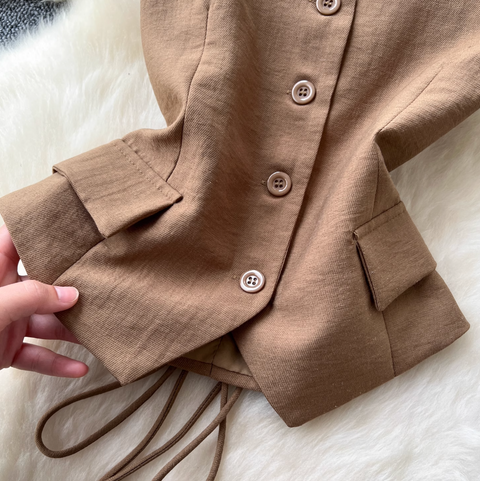 V-neck Vest & Wide-leg Trousers 2Pcs