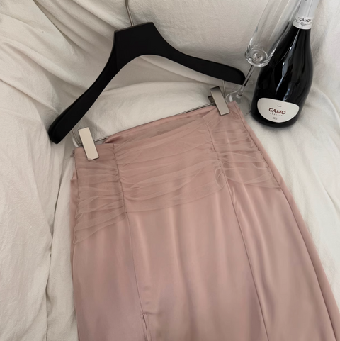 Bow-tie Mesh Top & Fishtail Skirt 2Pcs