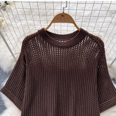 Hollowed Knitwear & Half-body Skirt 2Pcs