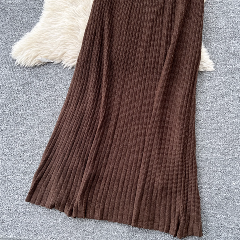 Hollowed Knitwear & Half-body Skirt 2Pcs