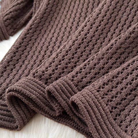 Hollowed Knitwear & Half-body Skirt 2Pcs