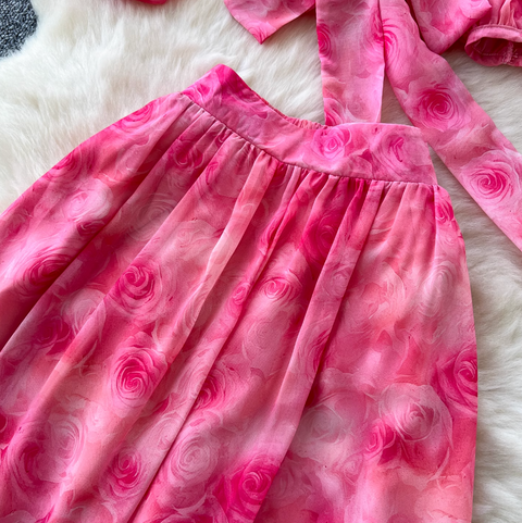 Knotted Top & Skirt Chiffon 2Pcs