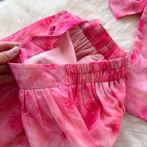 Knotted Top & Skirt Chiffon 2Pcs
