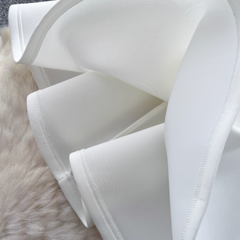 Ruffled Neckline Puffy White Dress