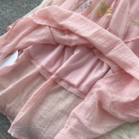 Fairy Pink Floral Patchwork Halter Dress
