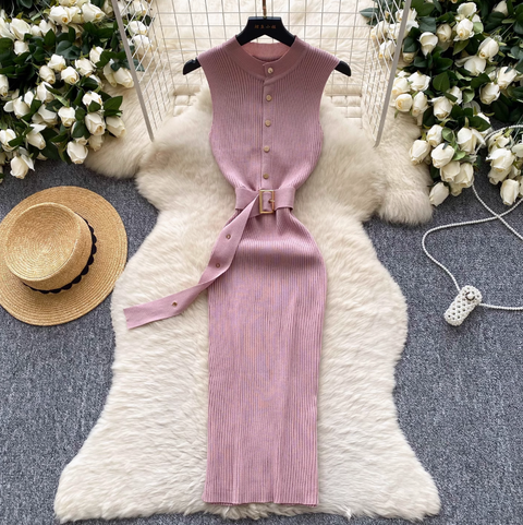High-end Sleeveless Slim Knitted Dress