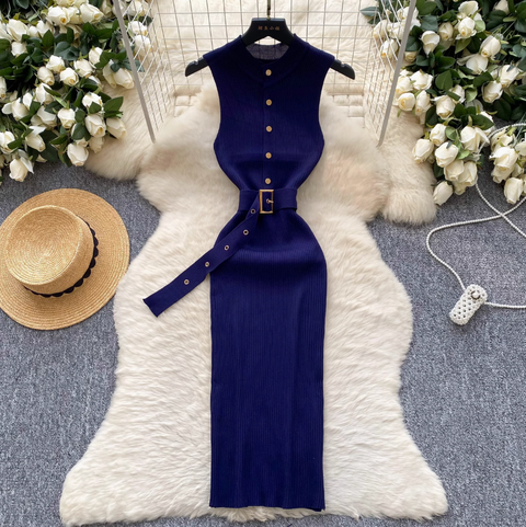 High-end Sleeveless Slim Knitted Dress