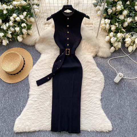 High-end Sleeveless Slim Knitted Dress