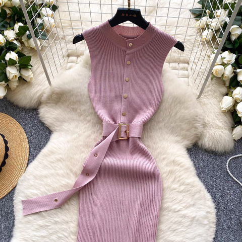 High-end Sleeveless Slim Knitted Dress