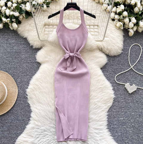 Sexy Backless Knitted Halter Dress