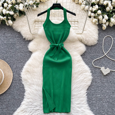 Sexy Backless Knitted Halter Dress