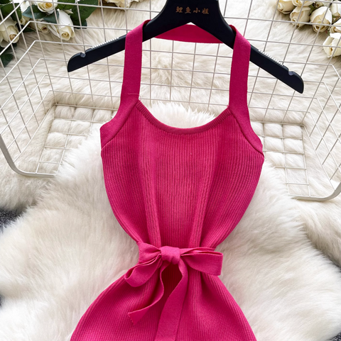 Sexy Backless Knitted Halter Dress