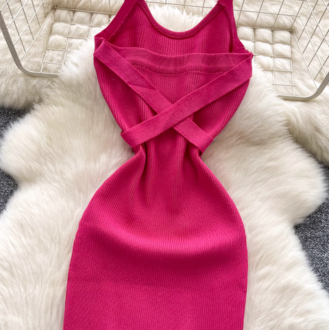Sexy Backless Knitted Halter Dress