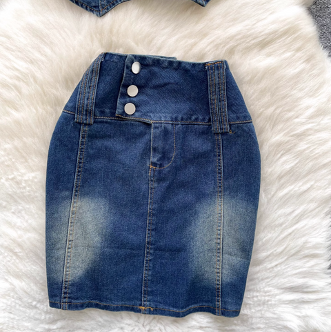 Chic Tank Top & Skirt Denim 2Pcs