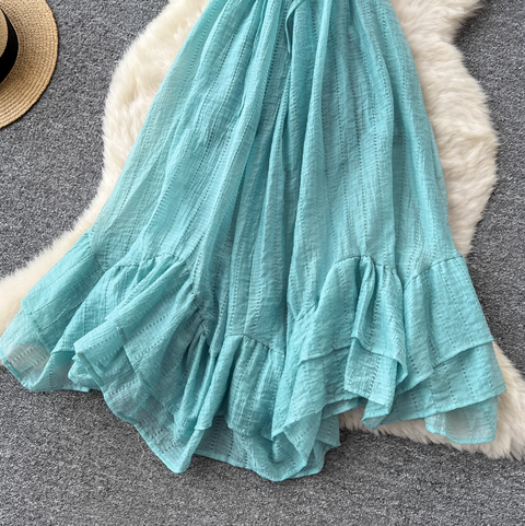 Irregular Design Ruffled Slip Dress