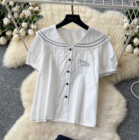 Mori Puffy-sleeve Shirt & Skirt 2Pcs