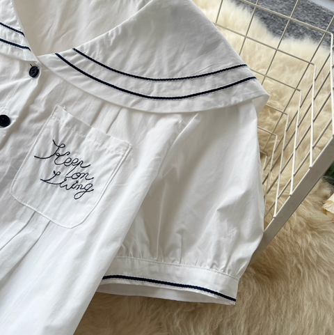 Mori Puffy-sleeve Shirt & Skirt 2Pcs