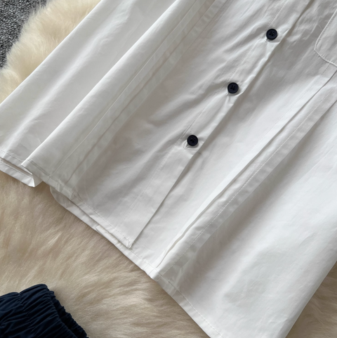Mori Puffy-sleeve Shirt & Skirt 2Pcs