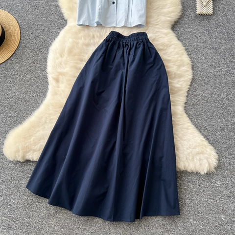 Mori Puffy-sleeve Shirt & Skirt 2Pcs