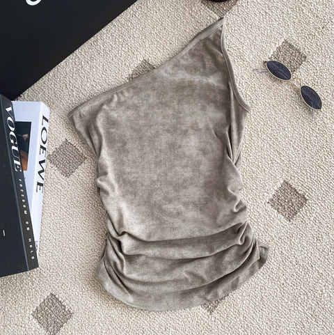 Chic Slant Neckline Printed Vest