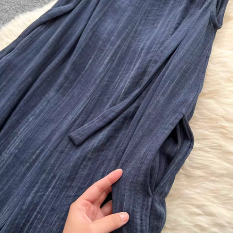 Simple Design Denim Blue Wide-leg Jumpsuits