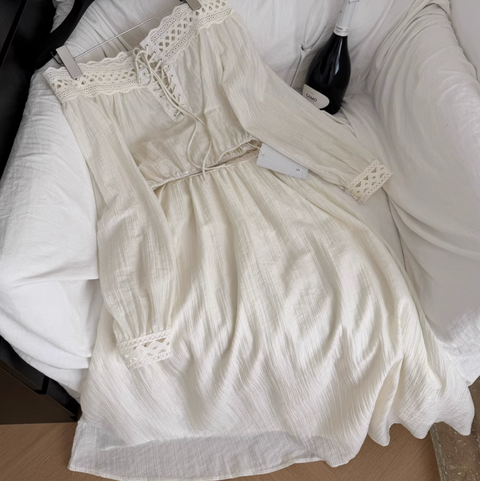 Lace-up Top & Fishtail Skirt Elegant 2Pcs