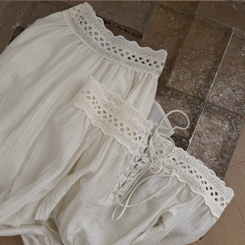 Lace-up Top & Fishtail Skirt Elegant 2Pcs