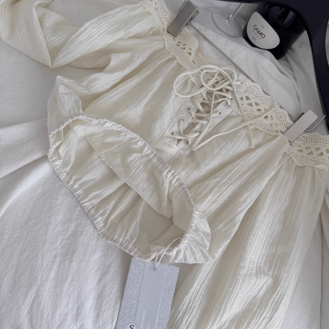 Lace-up Top & Fishtail Skirt Elegant 2Pcs