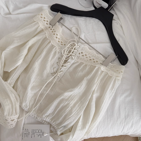 Lace-up Top & Fishtail Skirt Elegant 2Pcs