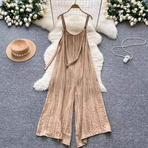 Simple Design Denim Blue Wide-leg Jumpsuits