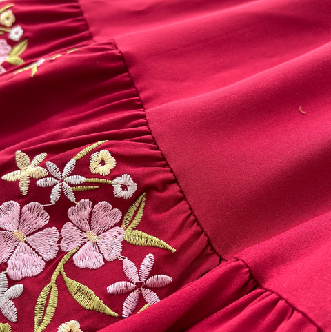 Courtly Floral Embroidered Shirt Dress