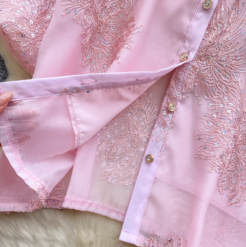 Courtly Rhinestone Studded Embroidered Shirt