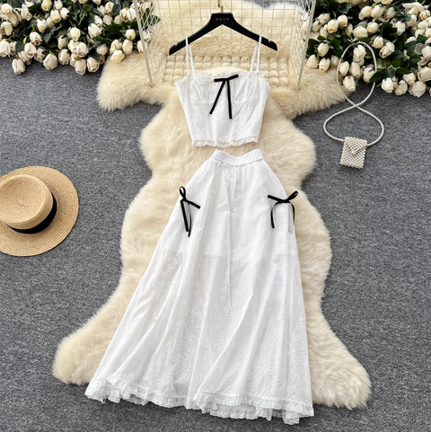 Bow-tie Camisole & Skirt Crochet 2Pcs