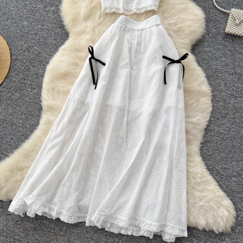 Bow-tie Camisole & Skirt Crochet 2Pcs